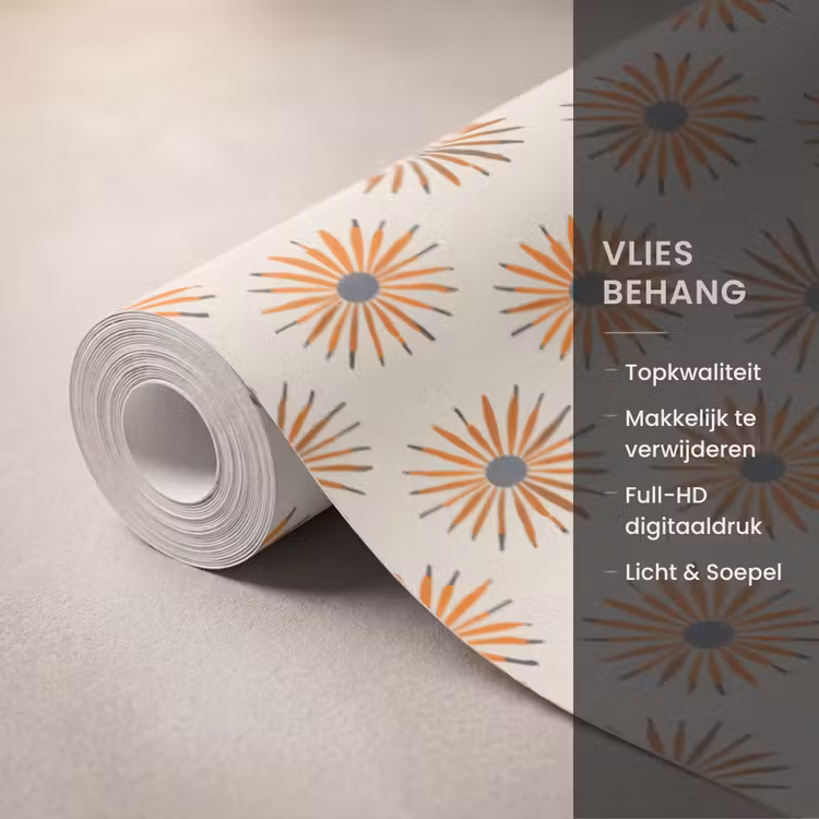 Behang - Madelief - Patroon - Oranje — 3