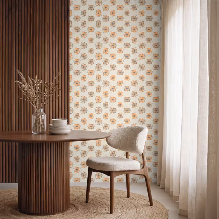 Behang - Madelief - Patroon - Oranje — 4