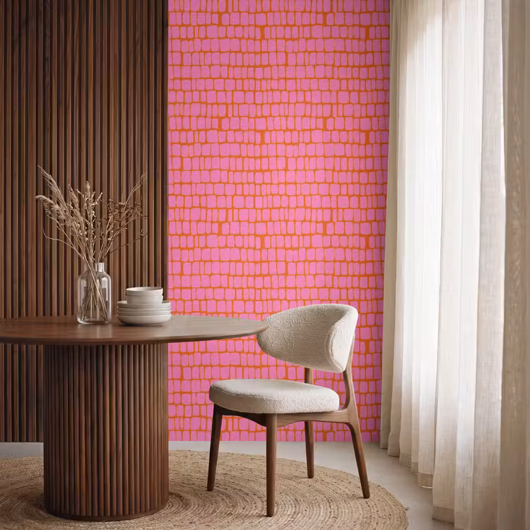 Behang - Organisch - Raster - Roze — 4