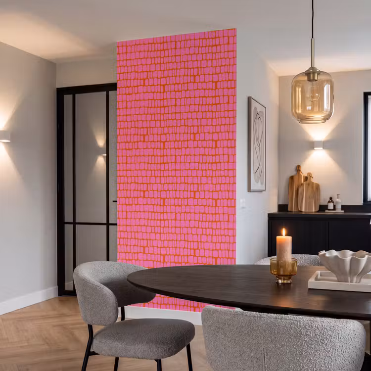 Behang - Organisch - Raster - Roze — 5