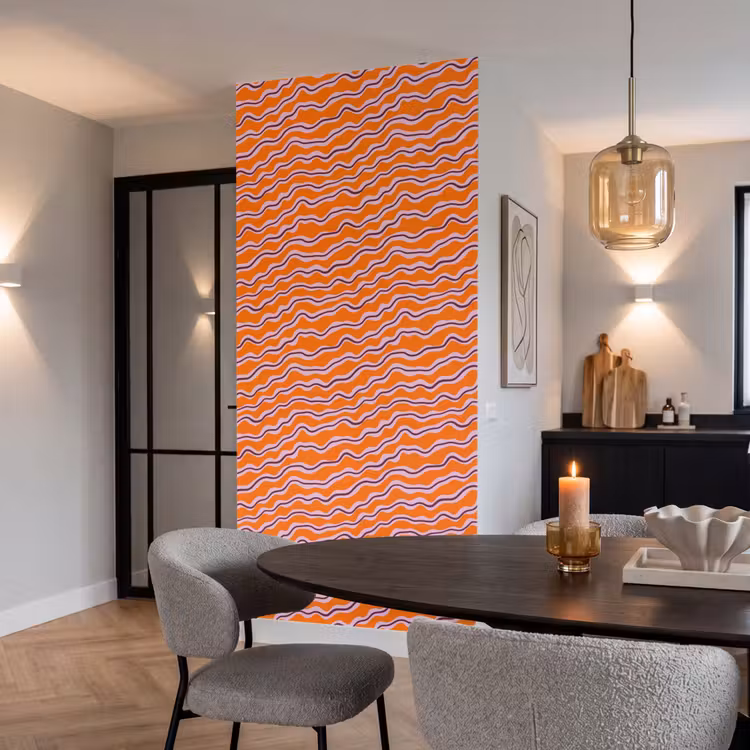 Behang - Retro - Golvend - Oranje — 5