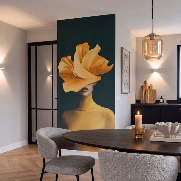 Behang - Vrouw - Hoed - Geel — 5