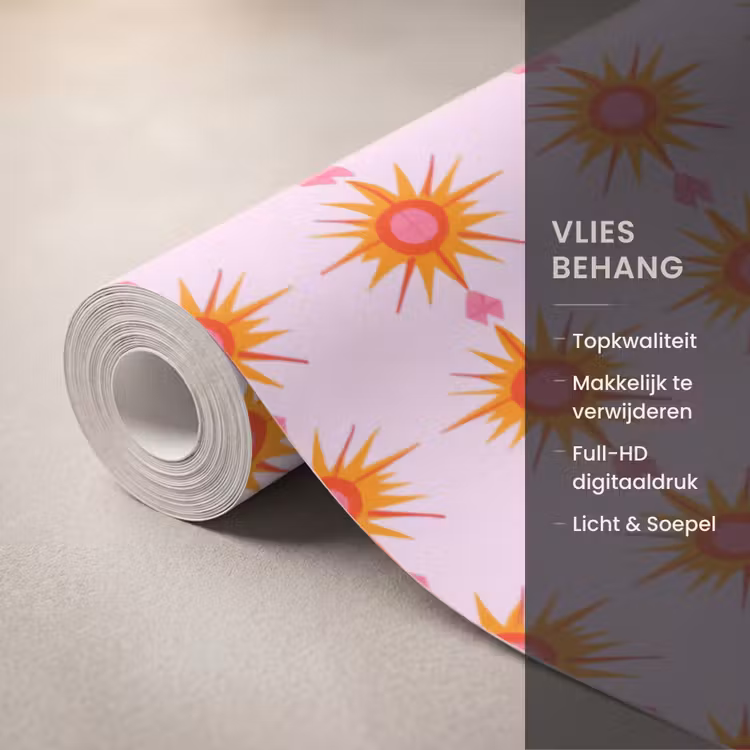 Behang - Zon - Motief - Roze — 3
