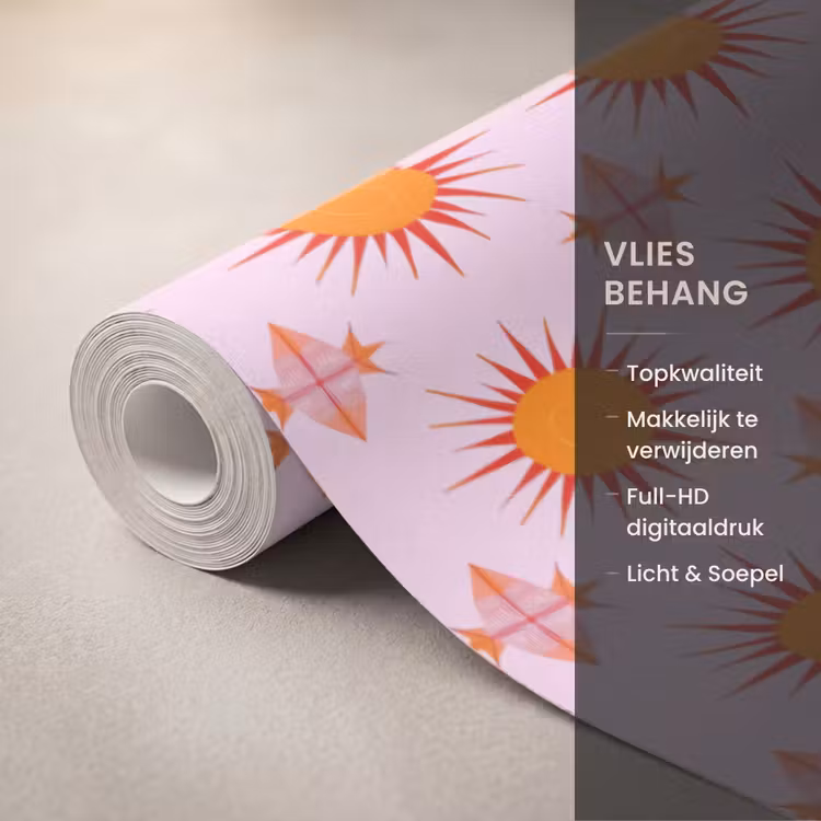 Behang - Zon - Patroon - Roze — 3