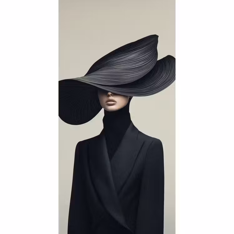 Behang - Zwart - Vrouw - Hoed — 2