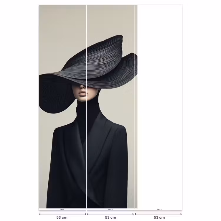 Behang - Zwart - Vrouw - Hoed — 6