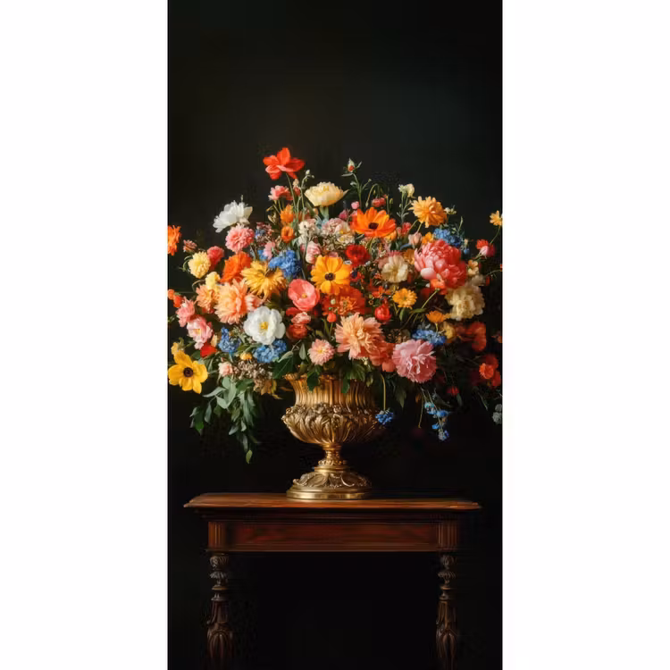 Behang - Goud - Bloemen - Kleuren - Vaas — 2