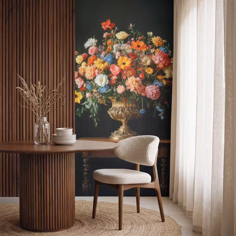 Behang - Goud - Bloemen - Kleuren - Vaas — 4