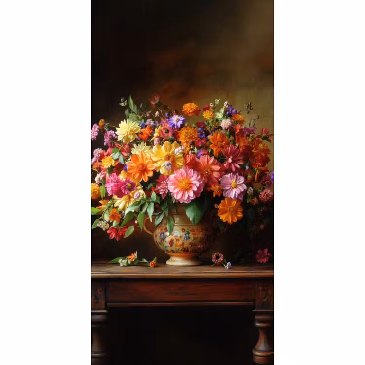Behang - Kleuren - Boeket - Vaas - Hout — 2