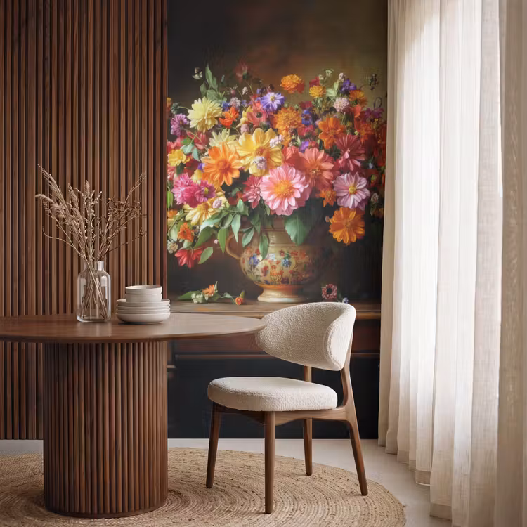 Behang - Kleuren - Boeket - Vaas - Hout — 4