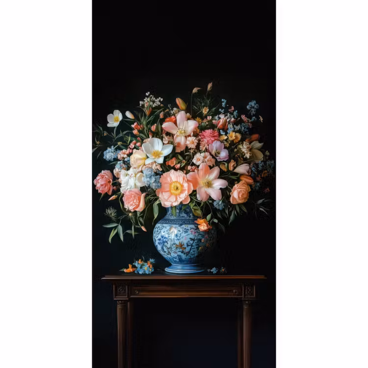 Behang - Roze - Bloemen - Vaas - Kleuren — 2