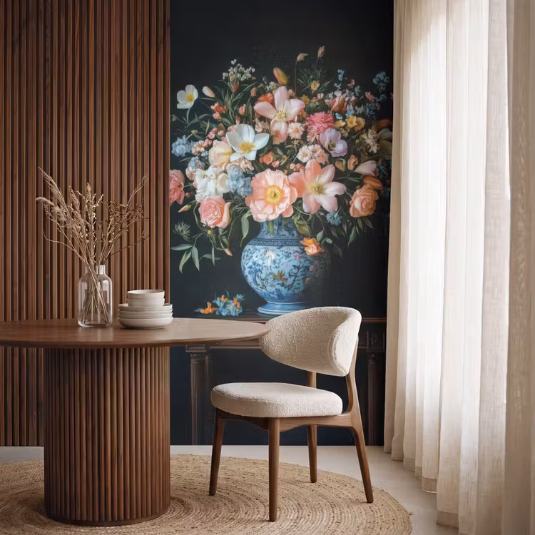 Behang - Roze - Bloemen - Vaas - Kleuren — 4
