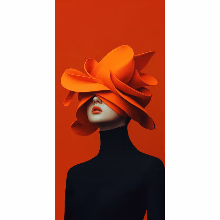 Behang - Oranje - Hoed - Vrouw — 2