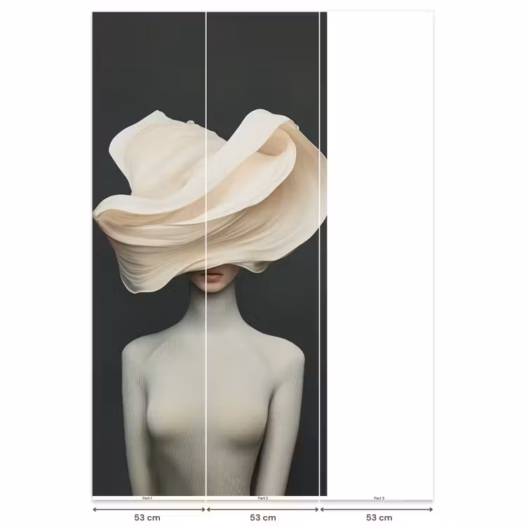 Behang - Vrouw - Beige - hoed — 6