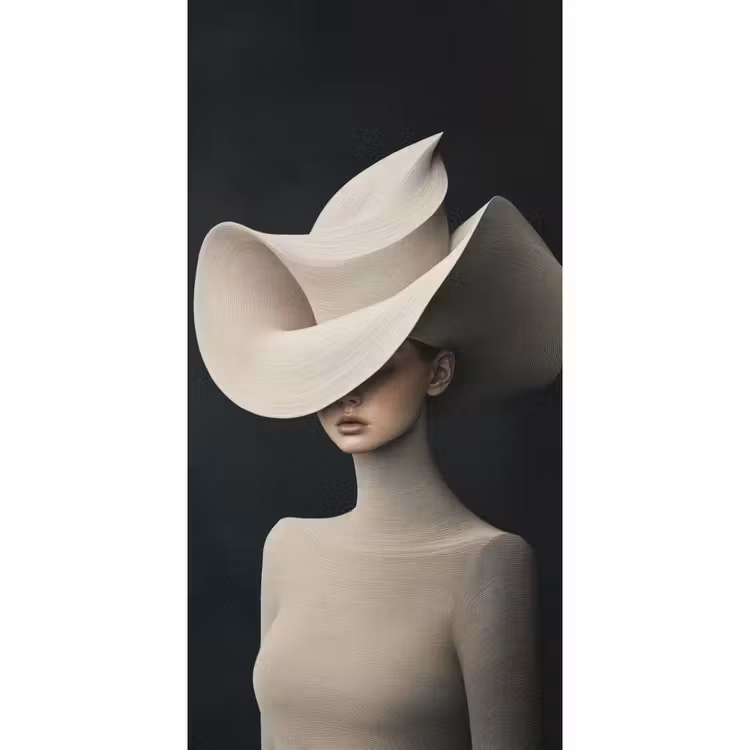 Behang - Vrouw - Golvende - Hoed — 2