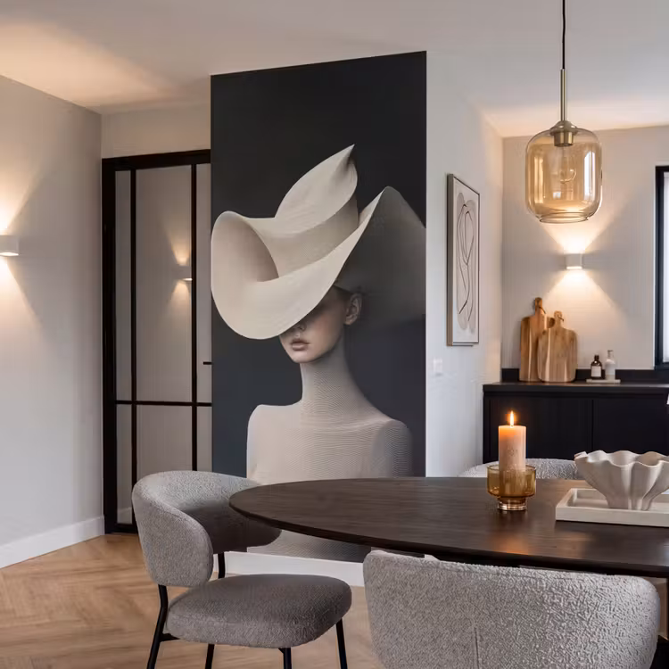 Behang - Vrouw - Golvende - Hoed — 5
