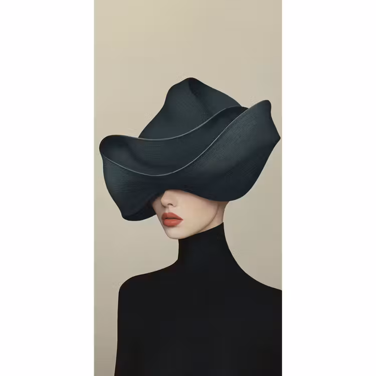 Behang - Vrouw - Groen - Hoed — 2