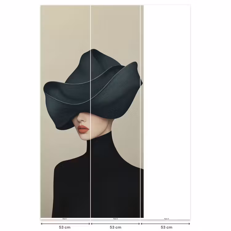 Behang - Vrouw - Groen - Hoed — 6