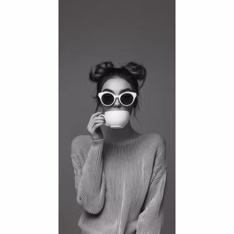 Behang - Vrouw - Koffie - Zwart - Wit — 2