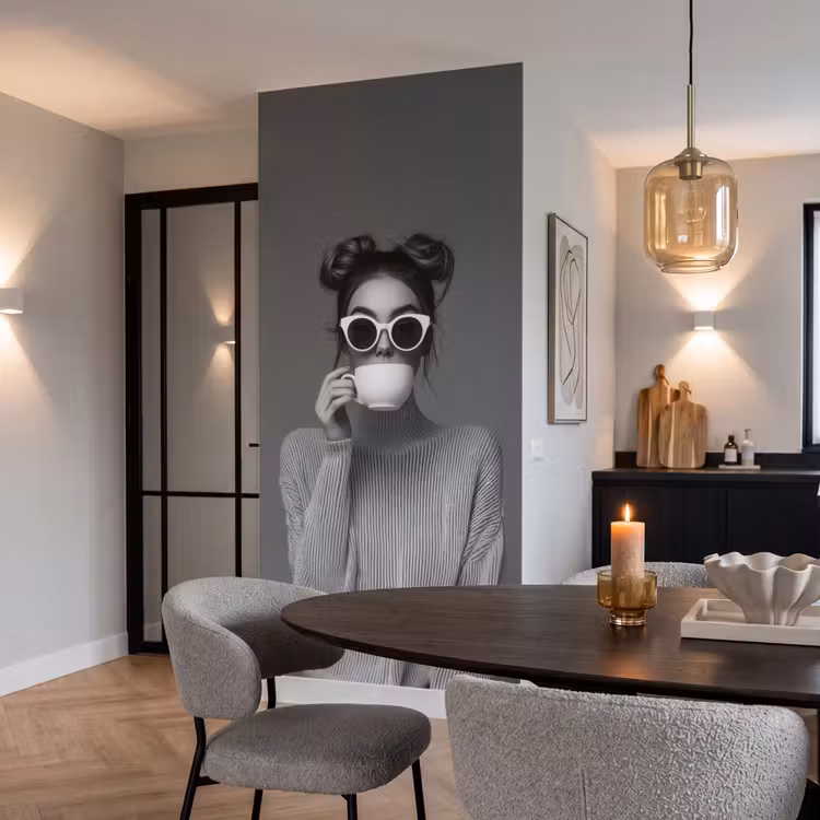 Behang - Vrouw - Koffie - Zwart - Wit — 5