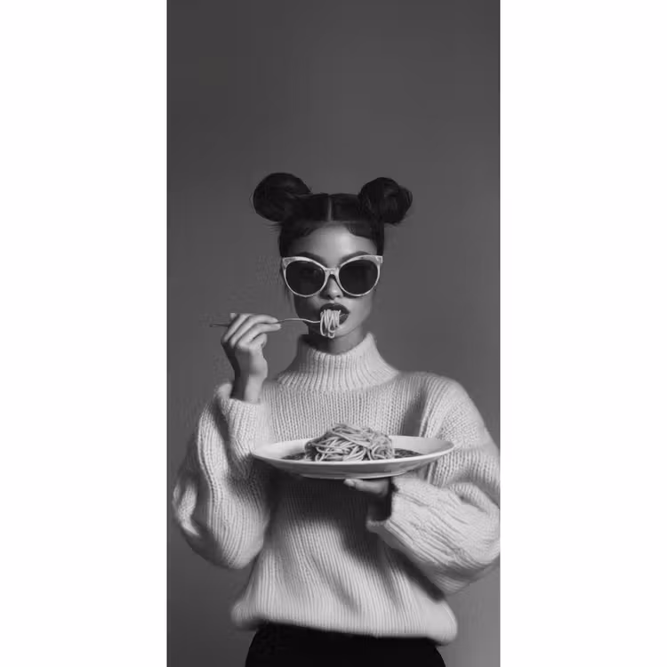 Behang - Vrouw - Pasta - Zonnebril — 2