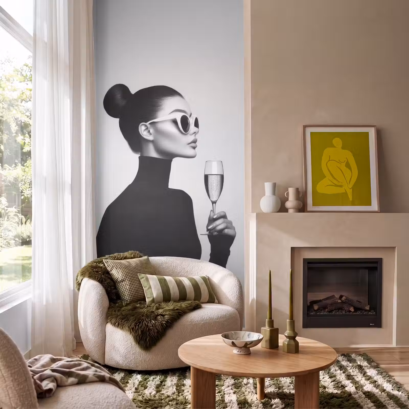 Behang - Vrouw - Champagne - Modern — 1
