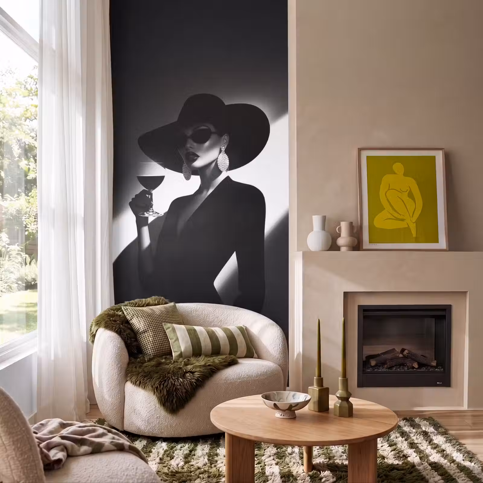 Behang - Vrouw - Wijn - Chic — 1