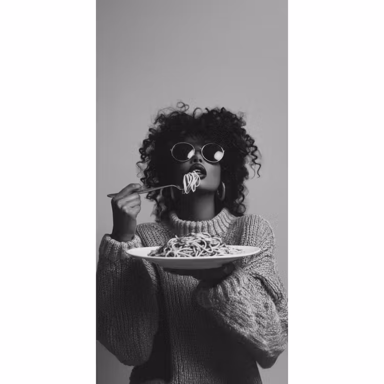 Behang - Vrouw - Pasta - Zwart - Wit — 2