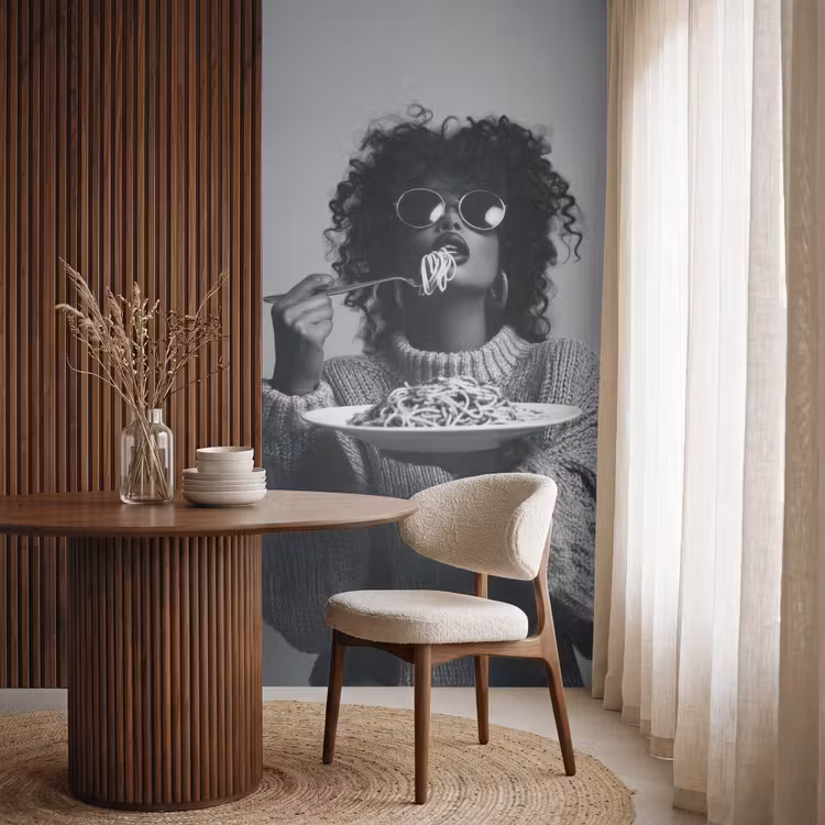 Behang - Vrouw - Pasta - Zwart - Wit — 4