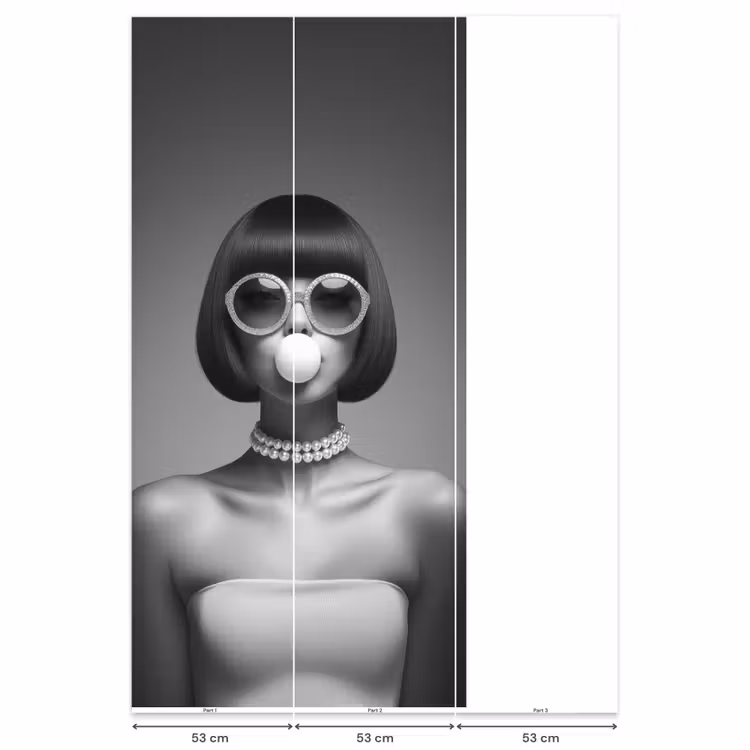 Behang - Vrouw - Zwart Wit - Ketting - Zonnebril — 6