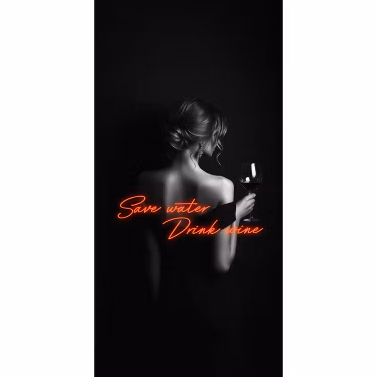 Behang - Wijn - Vrouw - Neon - Quote — 2