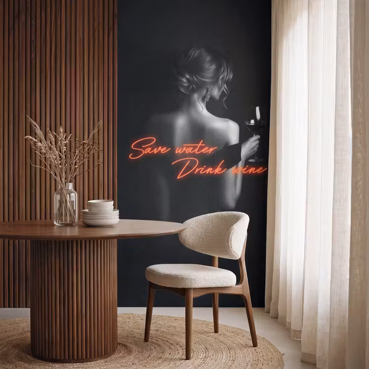 Behang - Wijn - Vrouw - Neon - Quote — 4