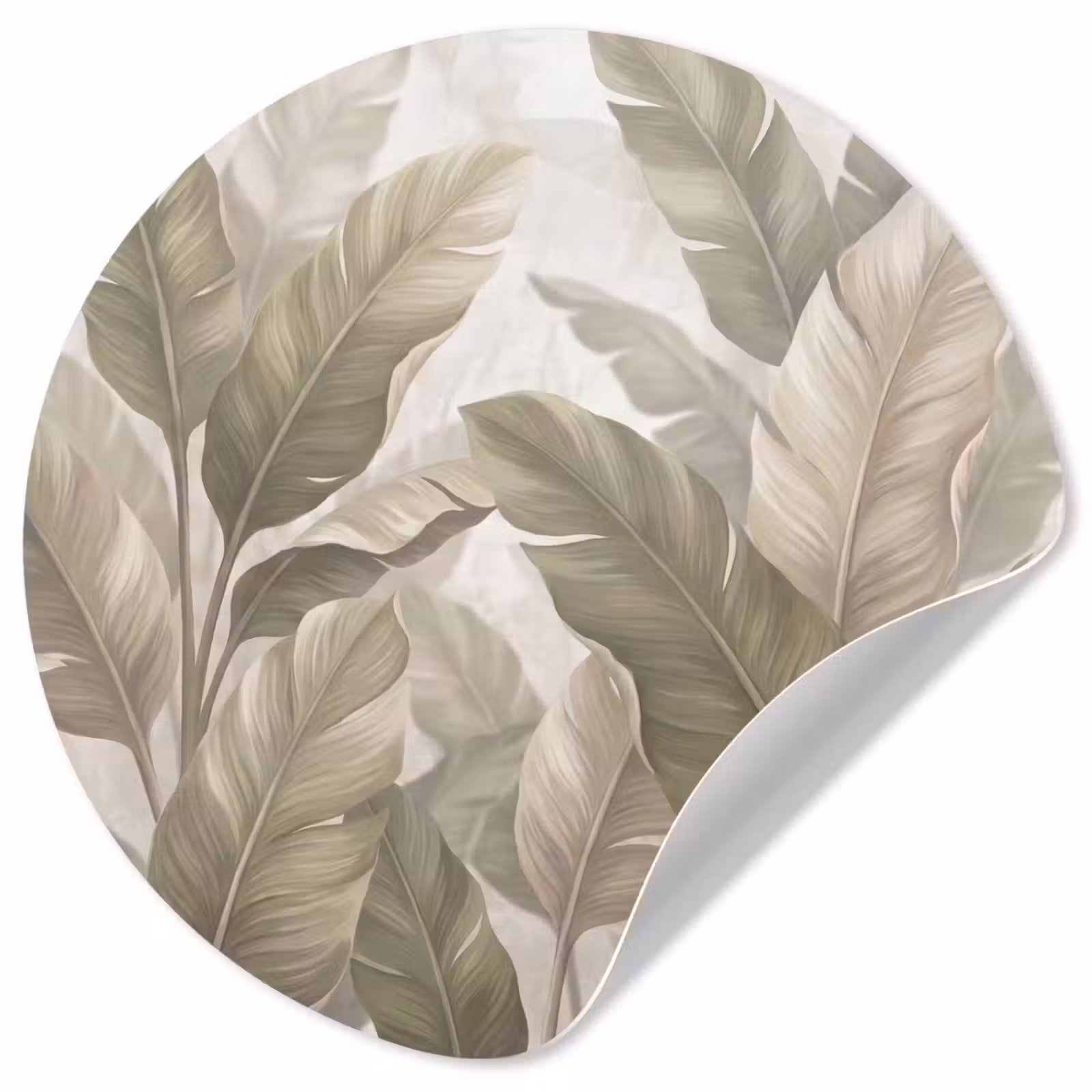 Behangcirkel - Bladeren - Tropisch - Natuur - Abstract - Beige — 1