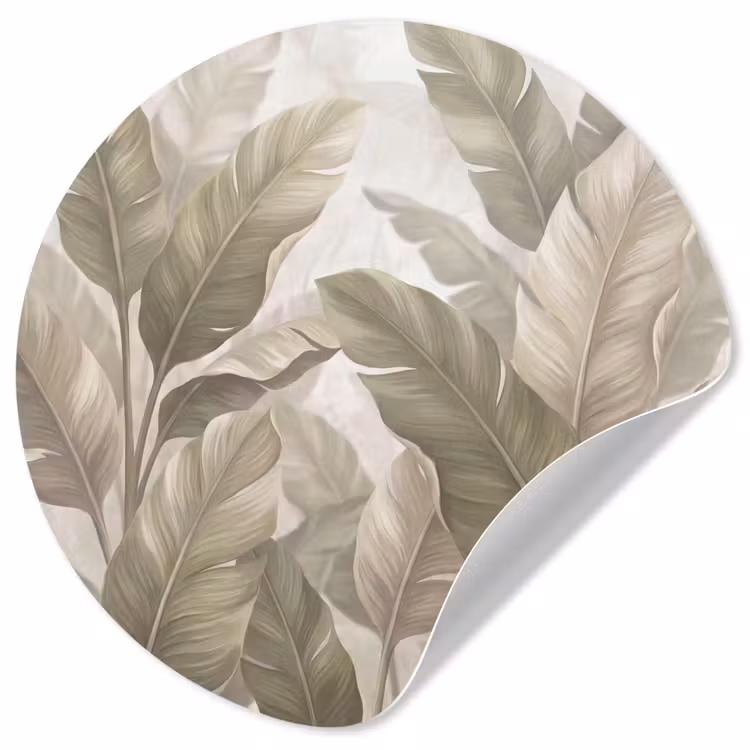 Behangcirkel - Bladeren - Tropisch - Natuur - Abstract - Beige — 1