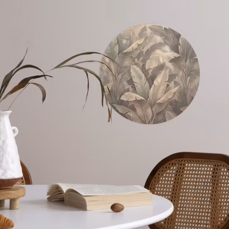 Behangcirkel - Bladeren - Tropisch - Natuur - Modern - Beige — 4