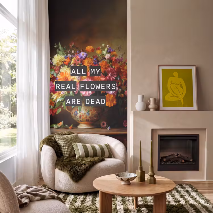 Behang - Kleur - Bloemen - Vintage - Bloemenvaas — 1