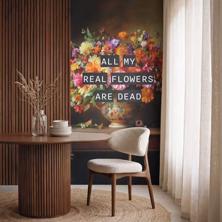 Behang - Kleur - Bloemen - Vintage - Bloemenvaas — 4