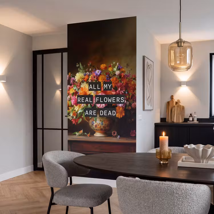 Behang - Kleur - Bloemen - Vintage - Bloemenvaas — 5