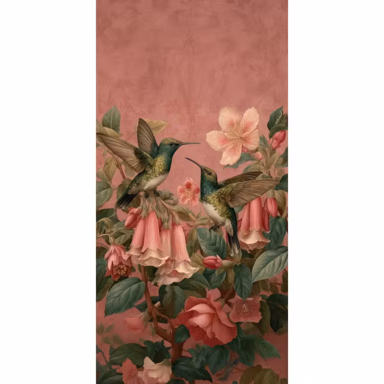Behang - Kolibries - Bloemen - Groen - Roze — 2