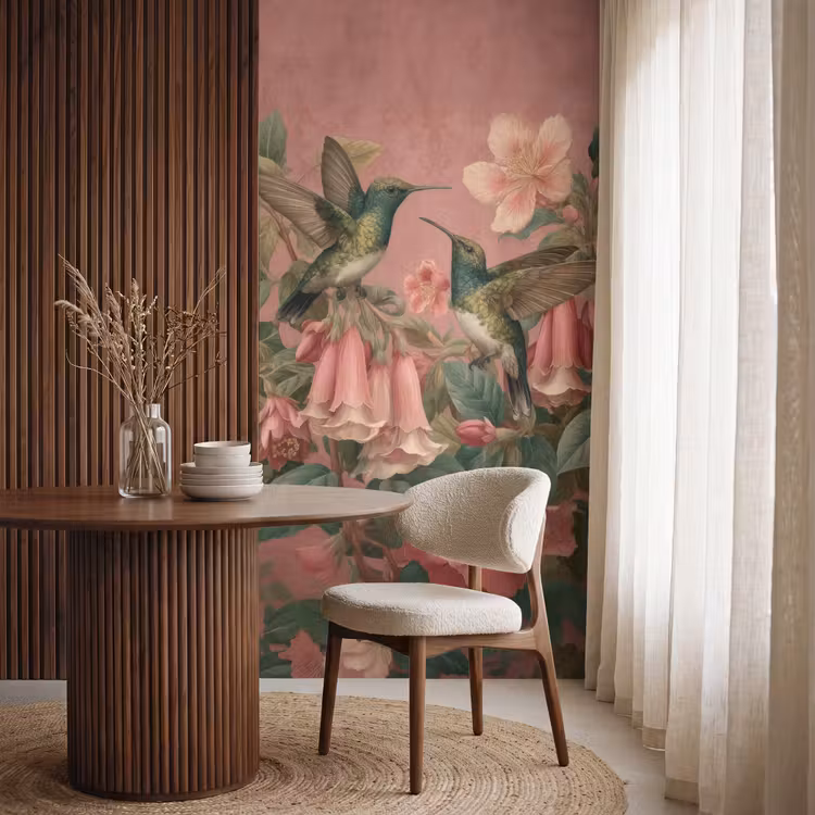 Behang - Kolibries - Bloemen - Groen - Roze — 4