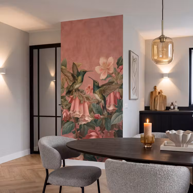 Behang - Kolibries - Bloemen - Groen - Roze — 5