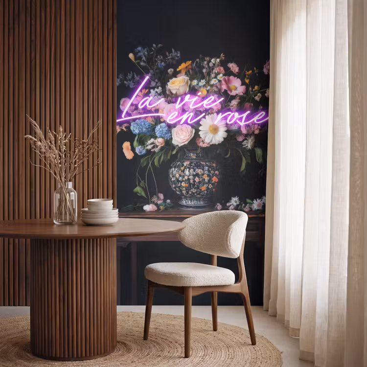 Behang - Neon - Vaas - Bloemen — 4