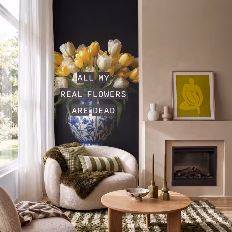 Behang - Quotes - Bloem - Tulp - Geel — 1
