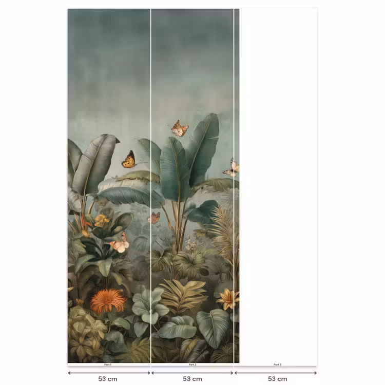 Behang - Tropisch bladerdek - Vlinders - groen - Bruin — 6