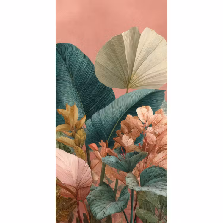 Behang - Tropische bladeren - Bloemen - Roze - groen — 2