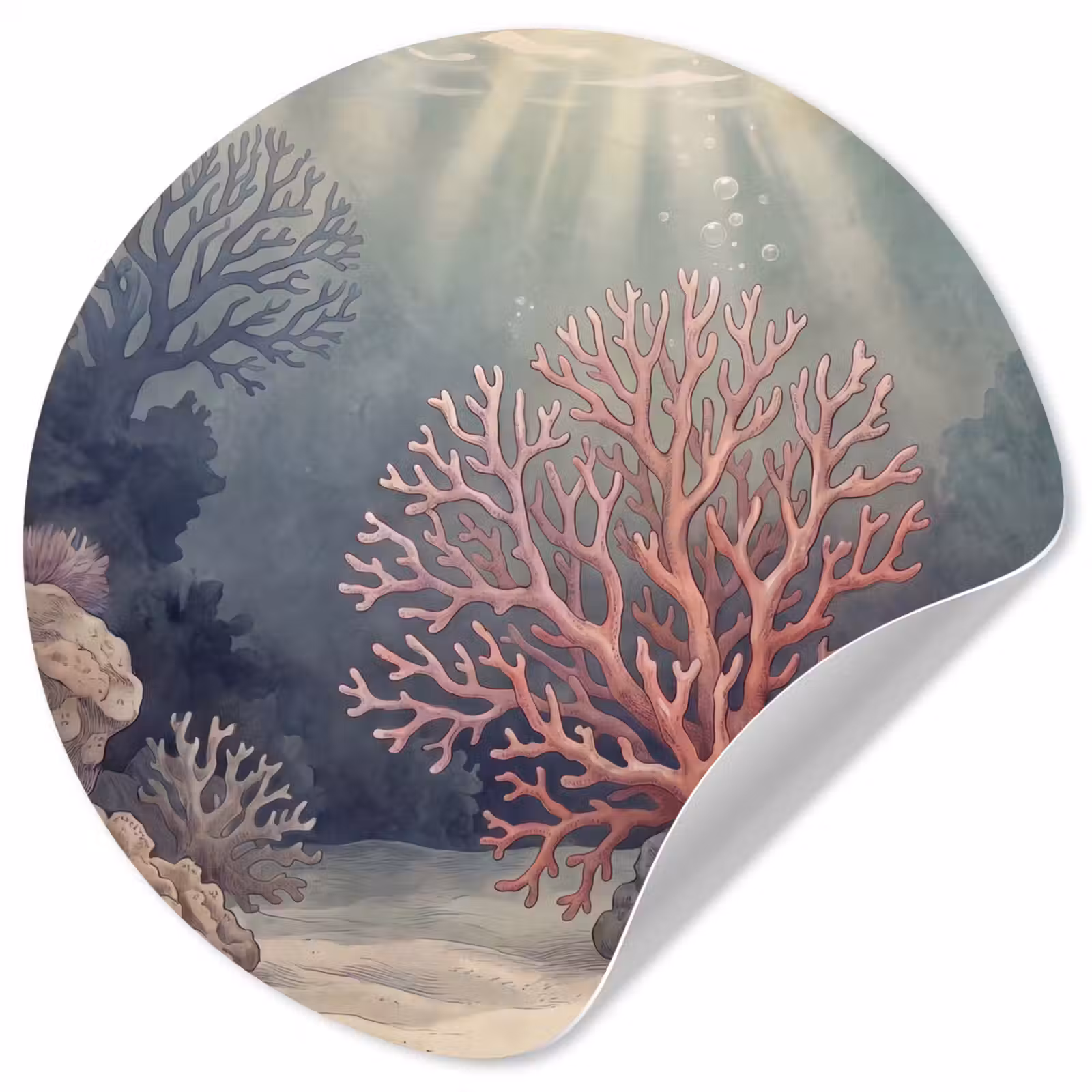 Behangcirkel - Koraal - Onderwater - Natuur - Roze — 1