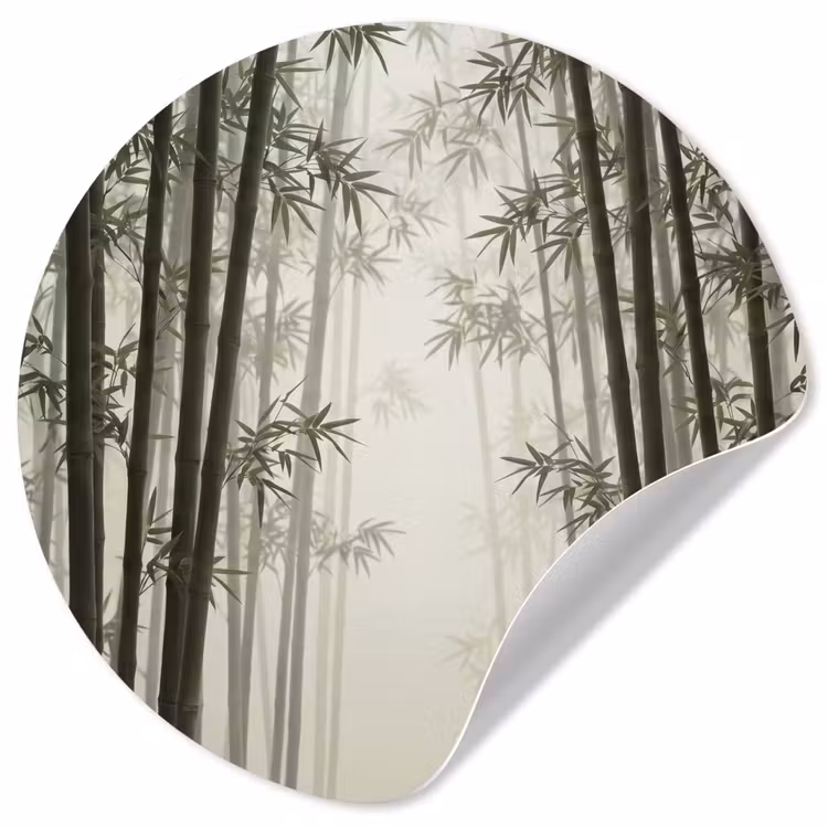 Behangcirkel - Bamboe - Bos - Mist - Natuur — 1