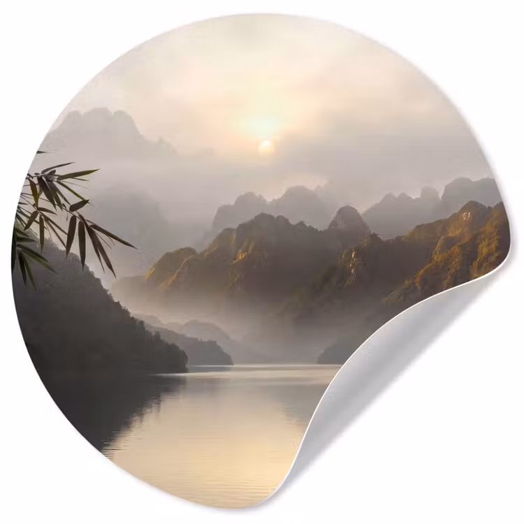 Behangcirkel - Bergen - Water - Mist - Natuur - Landschap — 1