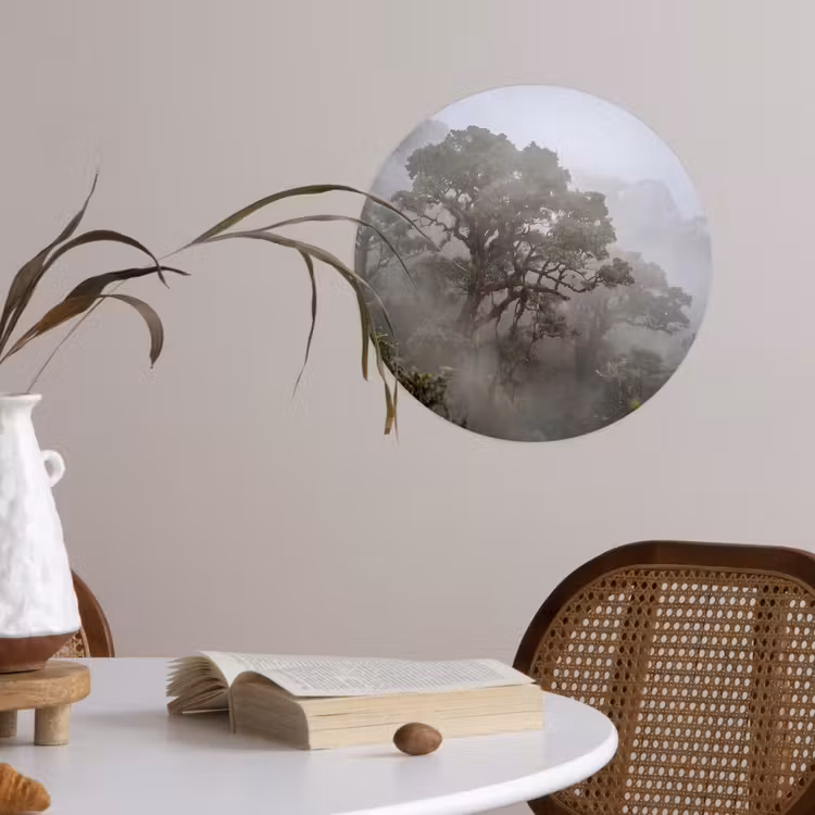 Behangcirkel - Boom - Mistig - Bos - Groen - Natuur — 4