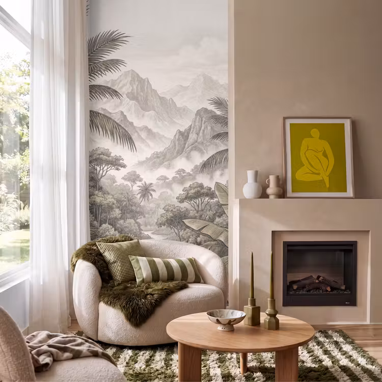 Behang - Natuur - Bergen - Rivier - Tropisch - Vintage — 1